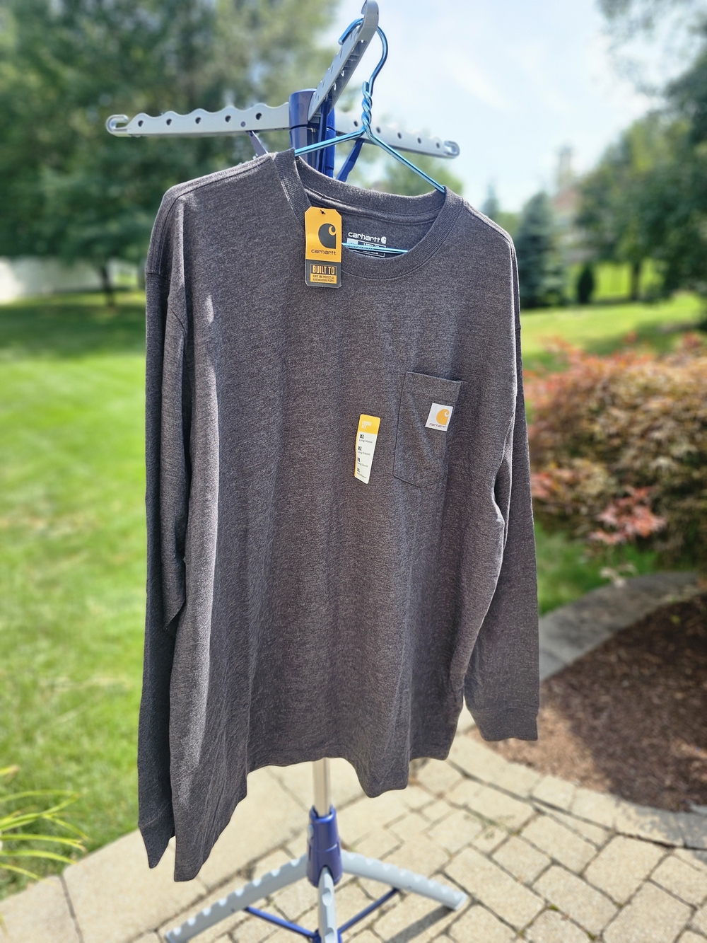 Carhartt Men's Long-Sleeve Pocket Tee — Charcoal Gray